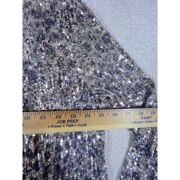 Fifteen Twenty Women’s Small Tan Sequin Open-Front Cardigan Kimono Sparkle Party - Picture 5 of 10